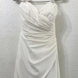 Chic White Draped Wedding Dress